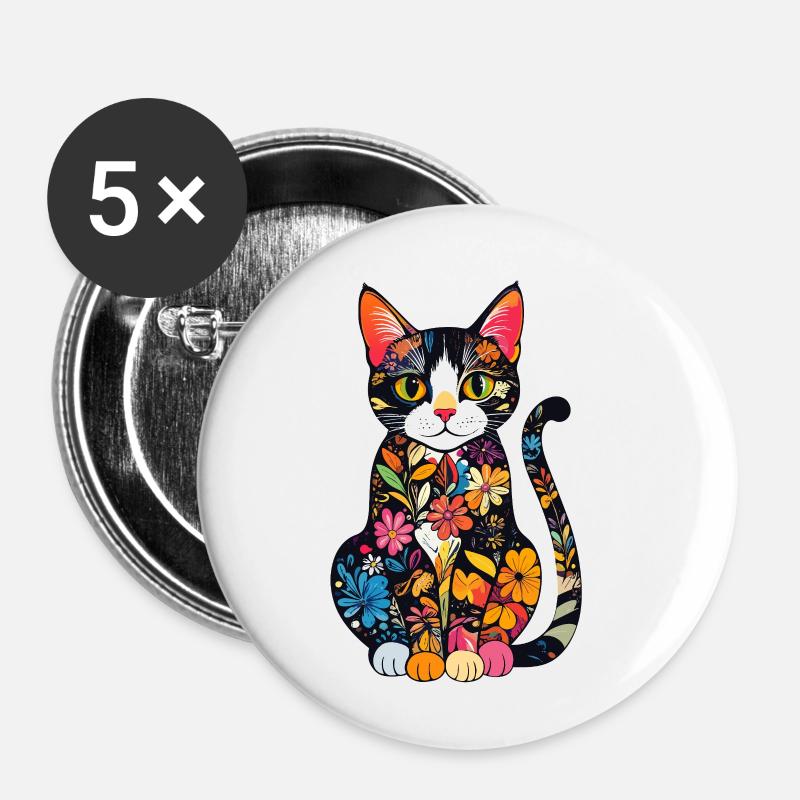 Blütenkatze Farbexplosion - Buttons klein 25 mm (5er Pack) - Weiß