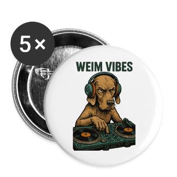 Weimaraner DJ: Retro Musik Design – Weim Vibes - Buttons klein 25 mm (5er Pack) - Weiß - Vorne