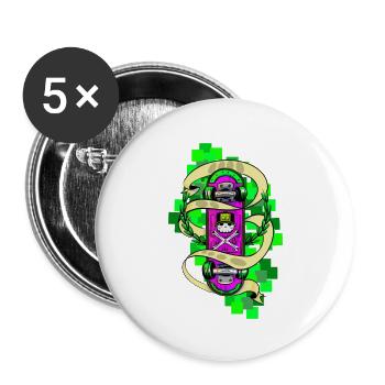 Neon Skull Skateboard Graffiti - Buttons klein 25 mm (5er Pack) - Weiß - Vorne