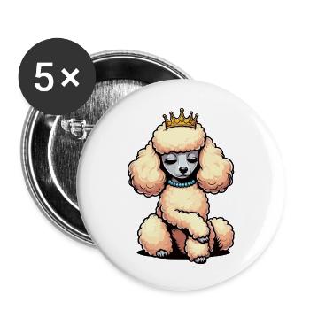 Pudel Pudelbesitzer Pudelliebhaber Pudelhund - Buttons klein 25 mm (5er Pack) - Weiß - Vorne