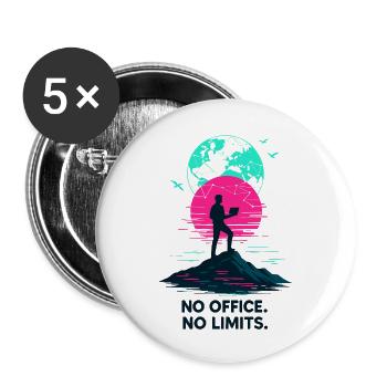 Homeoffice Kein Büro, keine Grenzen - Buttons klein 25 mm (5er Pack) - Weiß - Vorne