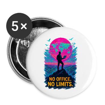 Homeoffice Kein Büro, keine Grenzen - Buttons klein 25 mm (5er Pack) - Weiß - Vorne