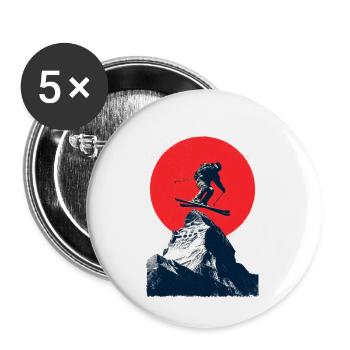Saut à ski sur des sommets rocheux - Lot de 5 petits badges (25 mm) - blanc - Devant