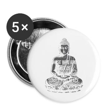 Peaceful Mind Buddha Quote - Buttons small 1''/25 mm (5-pack) - white - Front