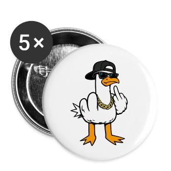 Coole Möwe Lustig Frech Mit Mittelfinger Shirt - Buttons klein 25 mm (5er Pack) - Weiß - Vorne
