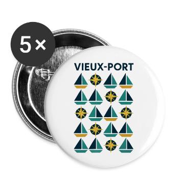 Marseille 13 Vieux-Port - Buttons small 1''/25 mm (5-pack) - white - Front