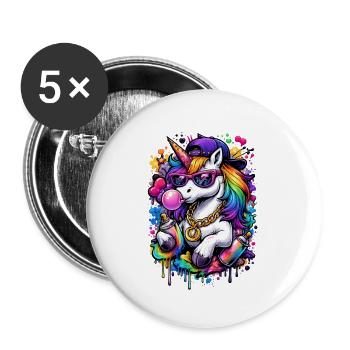 Licorne Pop Art - Lot de 5 petits badges (25 mm) - blanc - Devant