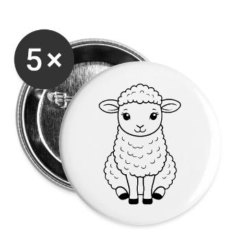 Sheep Costume Shepherd Cute Sheep - Buttons small 1''/25 mm (5-pack) - white - Front