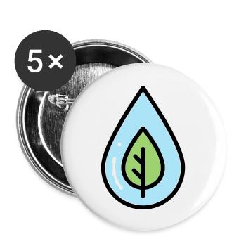 Water Drop Leaf Eco - Buttons small 1''/25 mm (5-pack) - white - Front