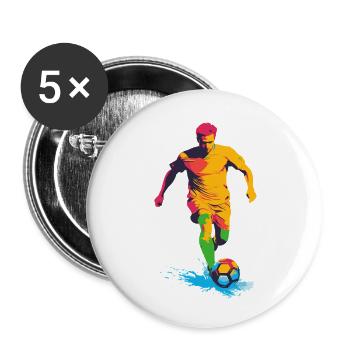 Farbiges Fußball-Sprint-Silhouette - Buttons klein 25 mm (5er Pack) - Weiß - Vorne