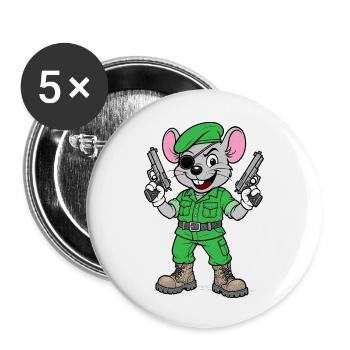 Armed Mouse Ranger - Buttons small 1''/25 mm (5-pack) - white - Front