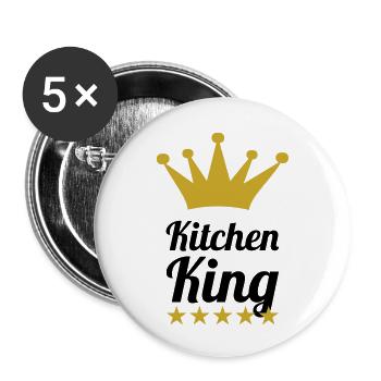 Le Roi de la cuisine - Lot de 5 petits badges (25 mm) - blanc - Devant