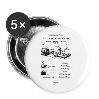 Plan de la machine à soudure à arc - Lot de 5 petits badges (25 mm) - blanc - Devant