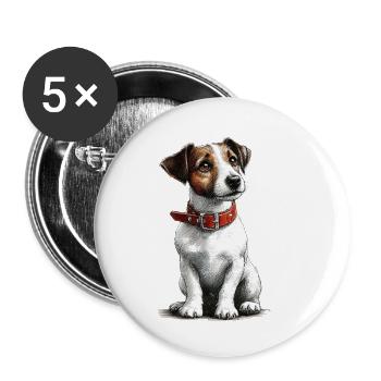 Jack Russel Terrier - Lot de 5 petits badges (25 mm) - blanc - Devant