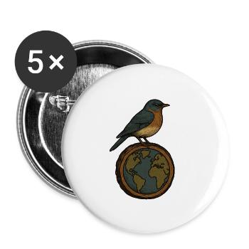 Robin auf World Globe - Buttons klein 25 mm (5er Pack) - Weiß - Vorne