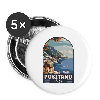 Découvrez Positano en Italie Paradis méditerranéen - Lot de 5 petits badges (25 mm) - blanc - Devant