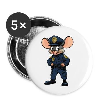 Mouse Policewoman / Police Mouse - Buttons small 1''/25 mm (5-pack) - white - Front