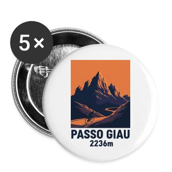 Dolomites du Passo Giau, montagne cyclable Italie - Lot de 5 petits badges (25 mm) - blanc - Devant