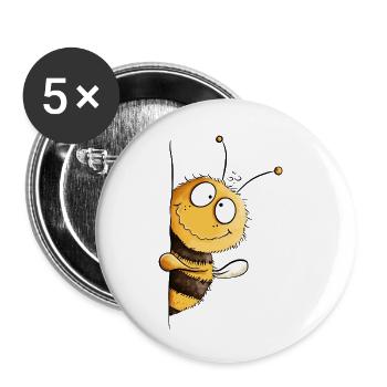 Freches Bienchen Peek-a-Boo Biene  - Buttons klein 25 mm (5er Pack) - Weiß - Vorne