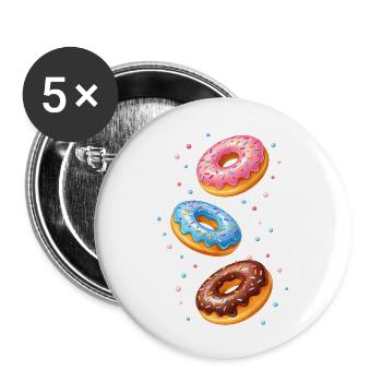 Colorful Donuts Illustration Set - Buttons small 1''/25 mm (5-pack) - white - Front