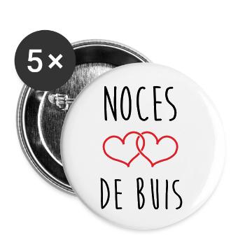Noces de Buis 56 Jahre Ehe - Buttons klein 25 mm (5er Pack) - Weiß - Vorne