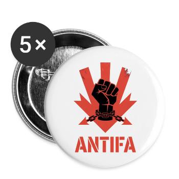 Antifa – Antifaschistisches Merch - Buttons klein 25 mm (5er Pack) - Weiß - Vorne