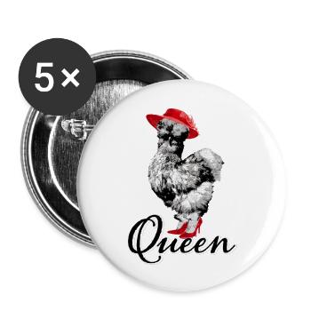 Fans de poulet - Coq - Coq - Poulet de soie - Bio - Lot de 5 petits badges (25 mm) - blanc - Devant