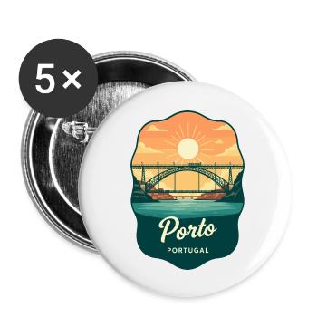 Insigne de voyage rétro du pont Luis de Porto Dom - Lot de 5 petits badges (25 mm) - blanc - Devant