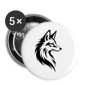 Fox Head Minimal Tattoo Style - Buttons small 1''/25 mm (5-pack) - white - Front
