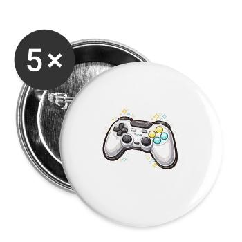 Leuchtender Spielecontroller mit Sternenstaub - Buttons klein 25 mm (5er Pack) - Weiß - Vorne