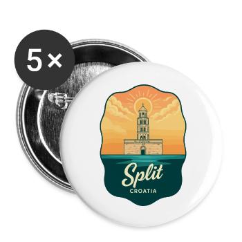 Geteiltes Diokletians Palac Vintage-Reiseabzeichen - Buttons klein 25 mm (5er Pack) - Weiß - Vorne