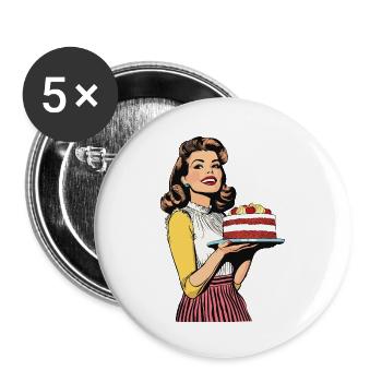 Baking Cake Baking Queen Baking Fairy Baker Pop Art - Buttons small 1''/25 mm (5-pack) - white - Front