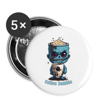 Kaffeemonster  - Koffein Zombie - Morgenmuffel - Buttons klein 25 mm (5er Pack) - Weiß - Vorne