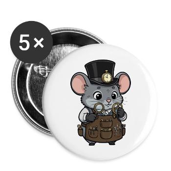 Mouse Watchmaker Steampunk Zylinderuhr - Buttons klein 25 mm (5er Pack) - Weiß - Vorne