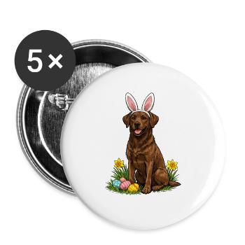 Labrador de Pâques aux oreilles de lapin - Lot de 5 petits badges (25 mm) - blanc - Devant