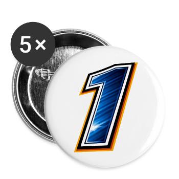 Numéro 1 Maillot de football Design sportif minimaliste - Lot de 5 petits badges (25 mm) - blanc - Devant