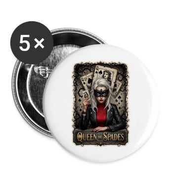 Queen of Spades: Poker Theme - Buttons small 1''/25 mm (5-pack) - white - Front