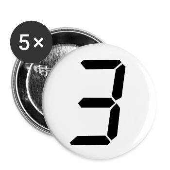 digitale_zahl_3 - Buttons klein 25 mm (5er Pack) - Weiß - Vorne