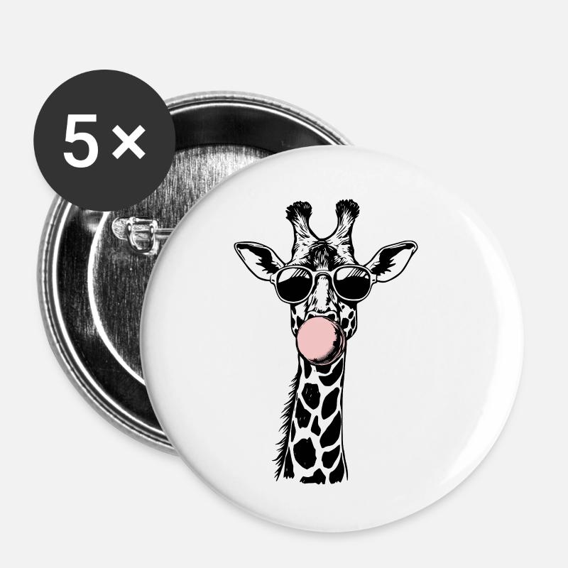 Coole Giraffe-Bubble-Vibes - Buttons klein 25 mm (5er Pack) - Weiß