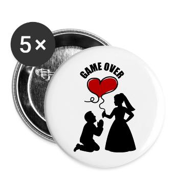 Brautpaar Ehepaar Hochzeit - Buttons klein 25 mm (5er Pack) - Weiß - Vorne