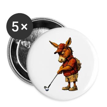 Golf Esel - Buttons klein 25 mm (5er Pack) - Weiß - Vorne