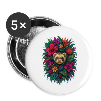 Furet Tropical Fleurs de Hibiscus Exotique - Lot de 5 petits badges (25 mm) - blanc - Devant