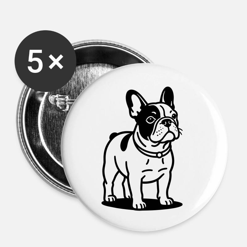 French Bulldog - Buttons small 1''/25 mm (5-pack) - white