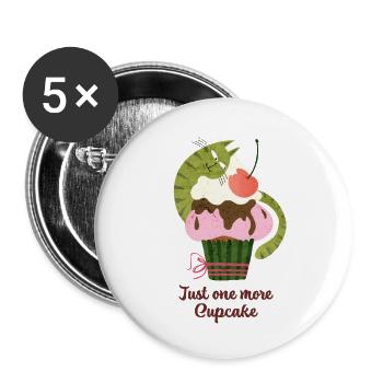 Encore un cupcake Chat mignon, amateur de desserts drôles - Lot de 5 petits badges (25 mm) - blanc - Devant