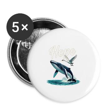 Hope: Whale and Swan Leap, Hope - Buttons small 1''/25 mm (5-pack) - white - Front