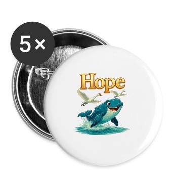 Hoffnung am Meer Wal - Buttons klein 25 mm (5er Pack) - Weiß - Vorne