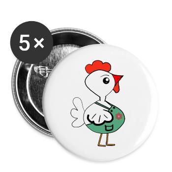 Gardener Chicken Chickens Hobby Gardener - Buttons small 1''/25 mm (5-pack) - white - Front