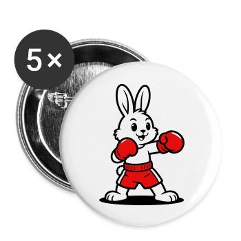 Hasenboxen - Buttons klein 25 mm (5er Pack) - Weiß - Vorne