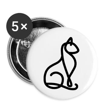 Minimalistische Katze - Buttons klein 25 mm (5er Pack) - Weiß - Vorne
