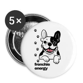 Frenchie Energy - Buttons klein 25 mm (5er Pack) - Weiß - Vorne